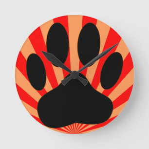 Radiant Dog Paw Print Round Clock