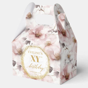 Radiant dusty pink boho watercolor 50th birthday favour box