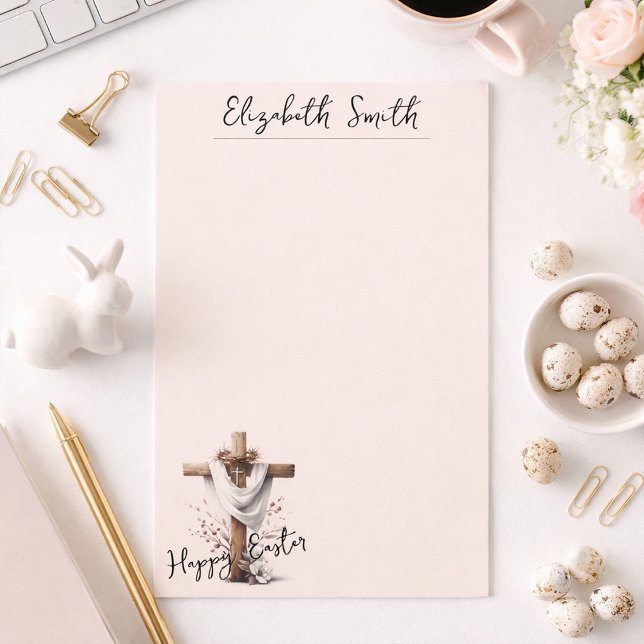 Radiant Easter Cross with Floral Accents Stationery (Creator Uploaded)