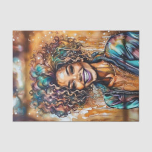 Radiant Ebony Oil Slick Queen Decoupage Paper