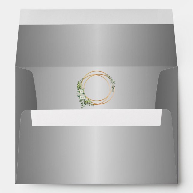 Radiant Elegance: Silver Splendour Wedding Envelop Envelope (Back (Bottom))