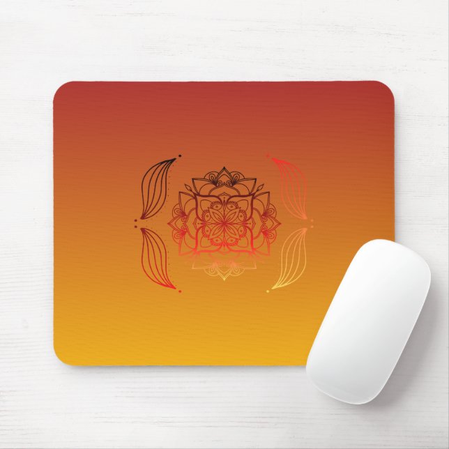 Radiant Embers – Warm Abstract Botanical Art Mouse Mat (With Mouse)