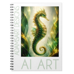 Radiant Emerald Seahorse Fantasy Notebook