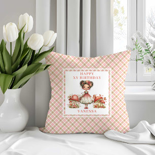 Radiant Fairy Blush Floral Girl Birthday Pillow
