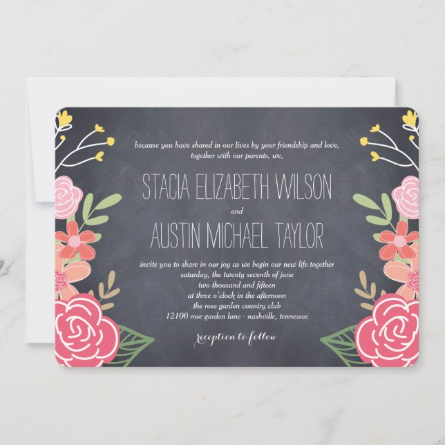 Radiant Florals Wedding Invitation - Pink (Front)