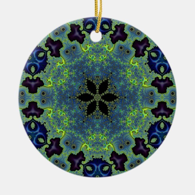 Radiant Fractal Symphony Ceramic Tree Decoration (Front)