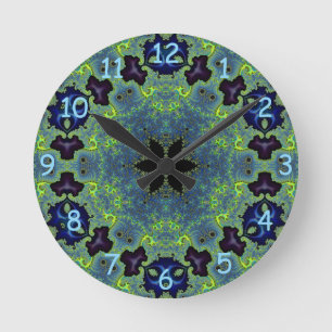 Radiant Fractal Symphony Round Clock