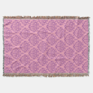 Radiant Frosted Orchid Damask Throw Blanket
