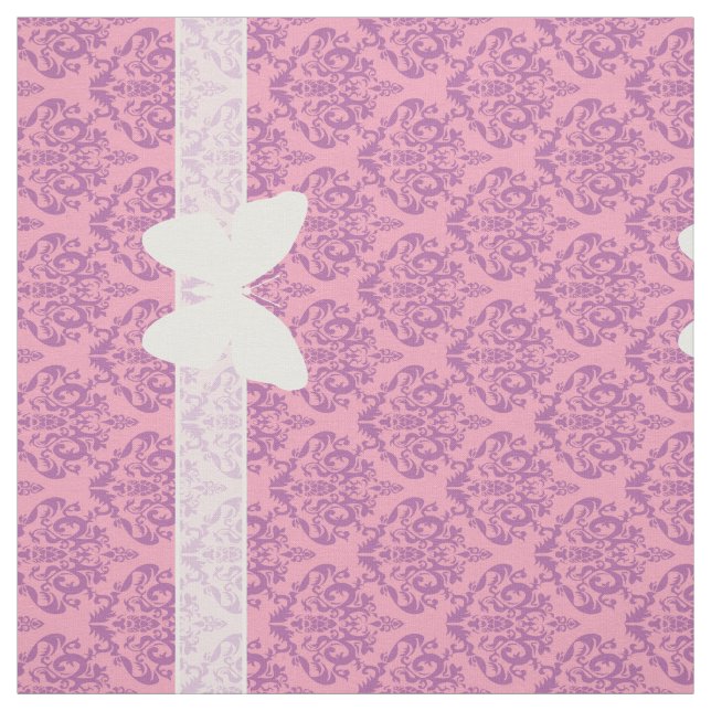 Radiant Frosted Orchid Damask with Butterfly Fabric (Swatch)