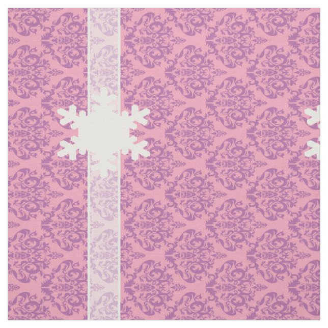 Radiant Frosted Orchid Damask with Snowflake Fabric (Swatch)