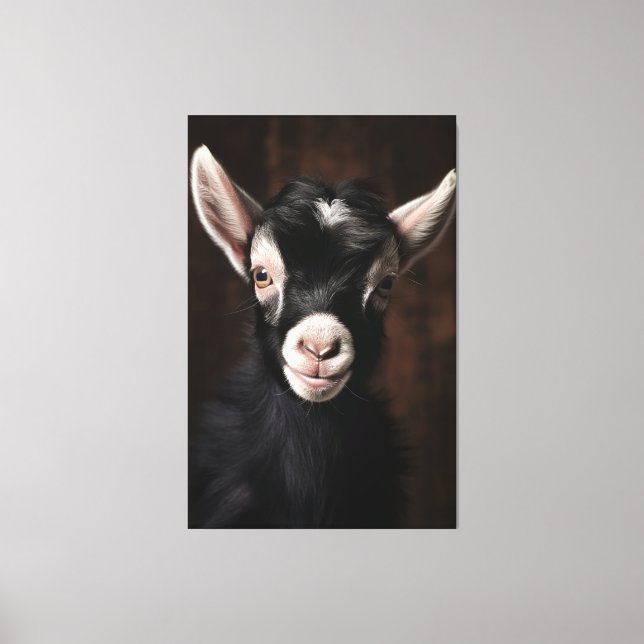 Radiant Full-Colour Detailed Baby Goat Portrait Canvas Print (Front)