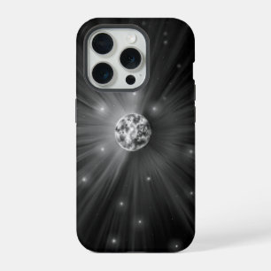 Radiant Full Moon Aesthetic Celestial Monochrome iPhone 15 Pro Case