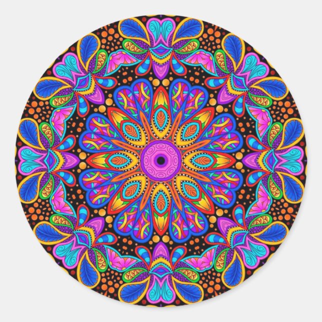 Radiant Gems Kaleidoscope Mandala Stickers (Front)