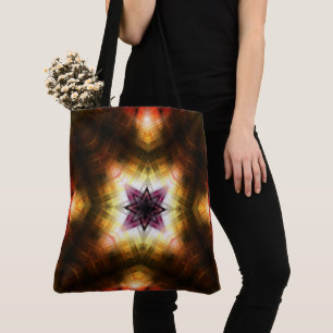Radiant Geometric Starburst with Abstract Light Tote Bag