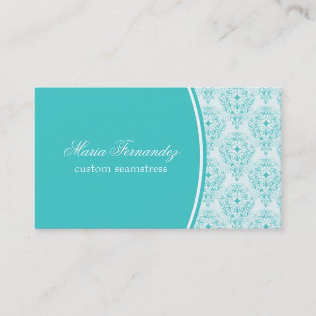 Radiant Glam Business Card, Turquoise Business Card (Front)