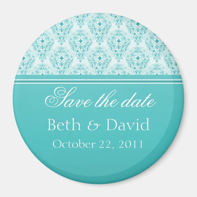 Radiant Glam Damask Save the Date Magnet (Front)