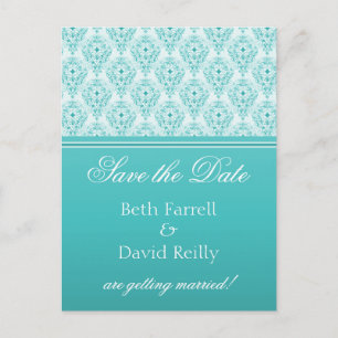 Radiant Glam Damask Save the Date Postcard
