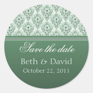 Radiant Glam Damask Save the Date Stickers