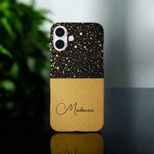 Radiant Glam (Glitter - gold - Leather) iPhone 16 Plus Case