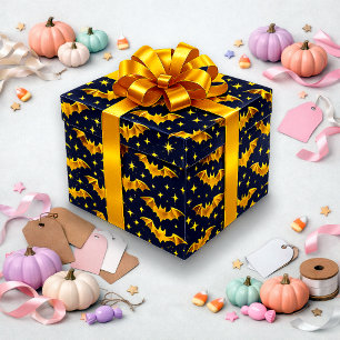 Radiant Gold Bat Pattern  Wrapping Paper