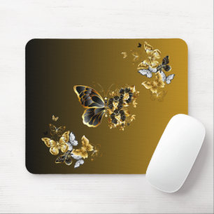 Radiant Gold Butterfly – Botanical Accent Art Mouse Mat