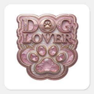 Radiant Gold DOG LOVER Square Sticker