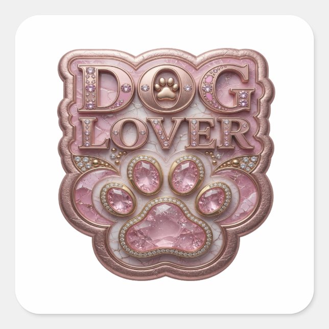 Radiant Gold DOG LOVER Square Sticker (Front)