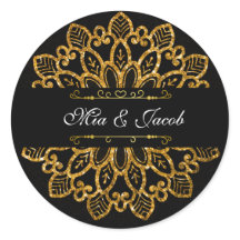 Radiant Gold Mandala Stickers with Floral Elegance