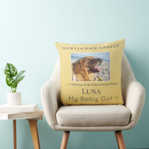 Radiant Golden Osteosarcoma Pet Tribute Cushion
