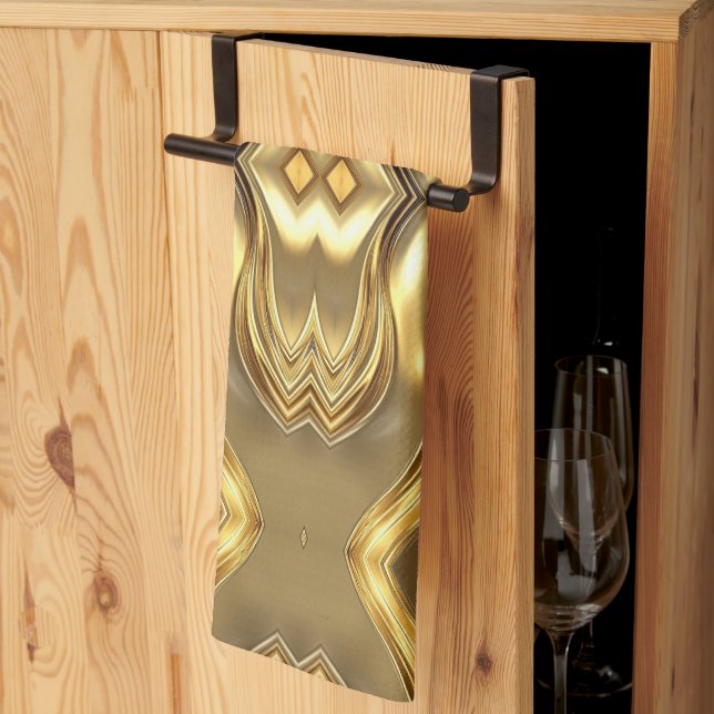 Radiant Golden Pattern Tea Towel (Thirds Fold)