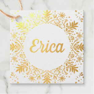 Radiant Golden Snowflake Elegance Favour Tags