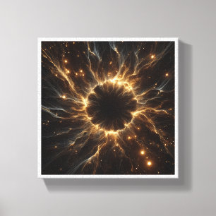 Radiant Golden Solar Flare Abstract - Luxury Cosmi Canvas Print