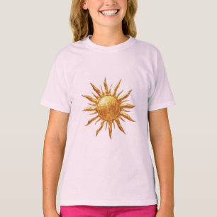 Radiant Golden Sun Celestial Boho Art Design T-Shirt