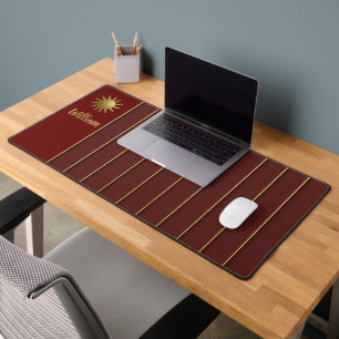 Radiant Golden Sun on Red Desk Mat