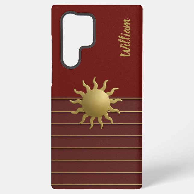 Radiant Golden Sun on Red Samsung Galaxy S22 Ultra Case (Back)