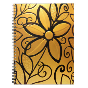 Radiant Golden Yellow Floral Design Notebook