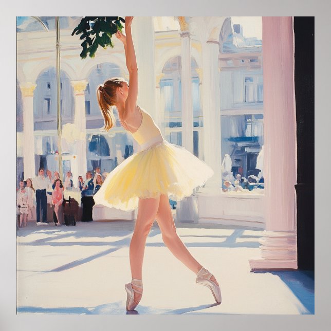 Radiant Grace: Ballet Art with Sunlit Elegance Poster (Front)