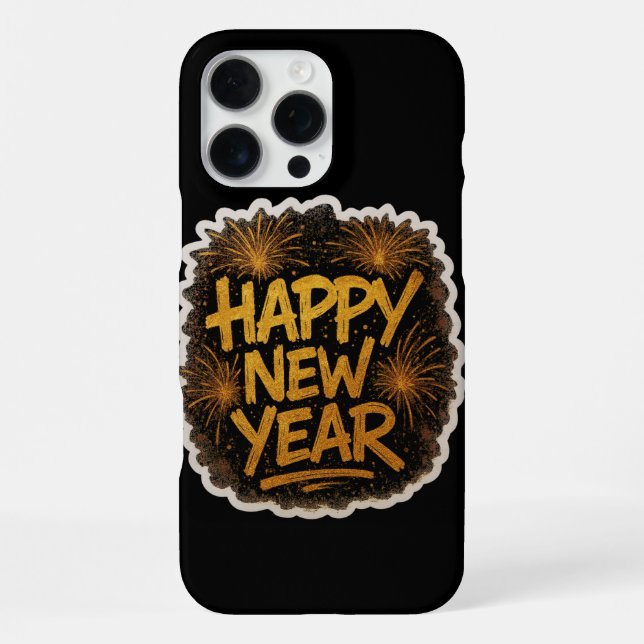 Radiant Graffiti-Style Happy New Year Explosion wi iPhone Case (Back)