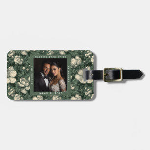 Radiant Green Gardenias Vintage Wedding Luggage Tag