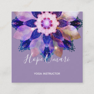 Radiant Harmony Luminous Floral Mandala Square Business Card