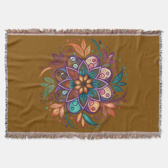  “Radiant Harmony Mandala" Throw Blanket (Front)