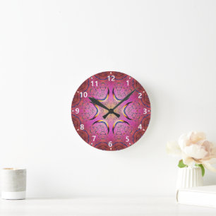 Radiant Heart Kaleidoscope Round Clock