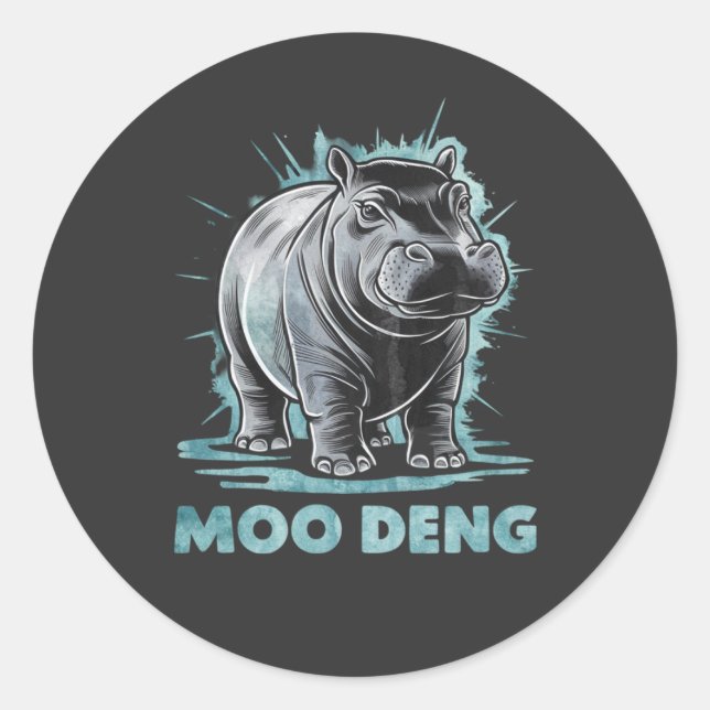 Radiant Hippo Moo Deng Classic Round Sticker (Front)