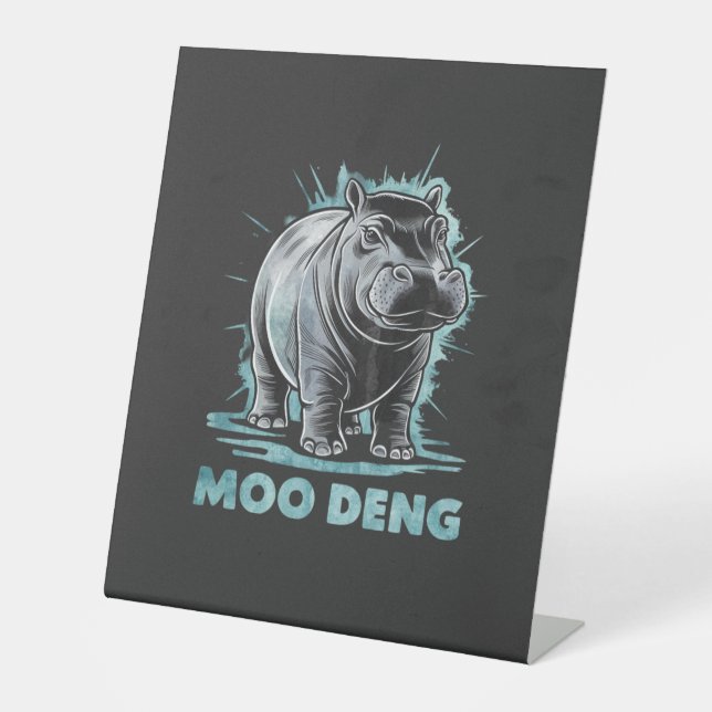 Radiant Hippo Moo Deng Pedestal Sign (Front)