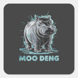 Radiant Hippo Moo Deng Square Sticker