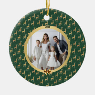 Radiant Holidays Green & Gold Photo Christmas Ceramic Tree Decoration