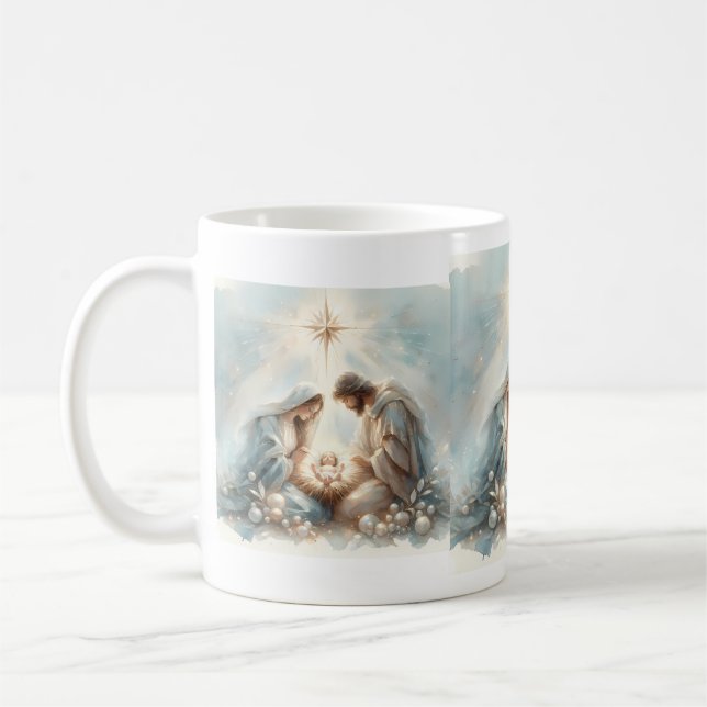 Radiant Holy Family Nativity Scene Coffee Mug (Left)