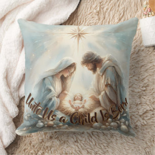 Radiant Holy Family Nativity Scene Cushion