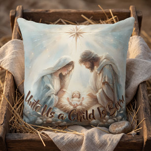 Radiant Holy Family Nativity Scene Cushion