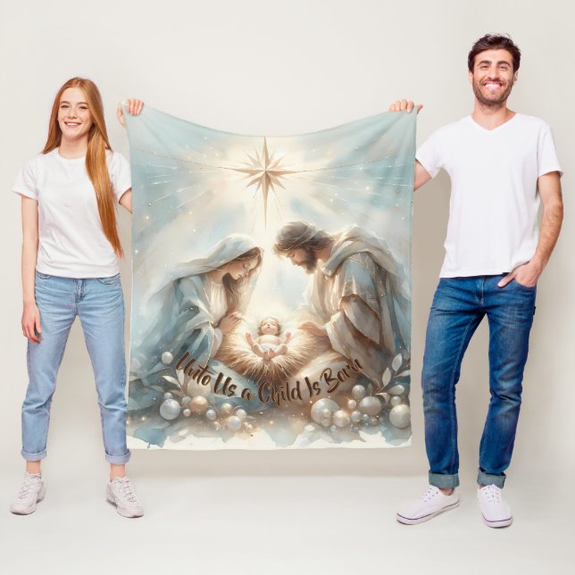 Radiant Holy Family Nativity Scene Fleece Blanket (In Situ)